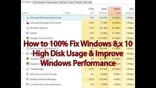 How To 100 Fix Windows 8 X 10 High Disk Usage Improve Windows Performance